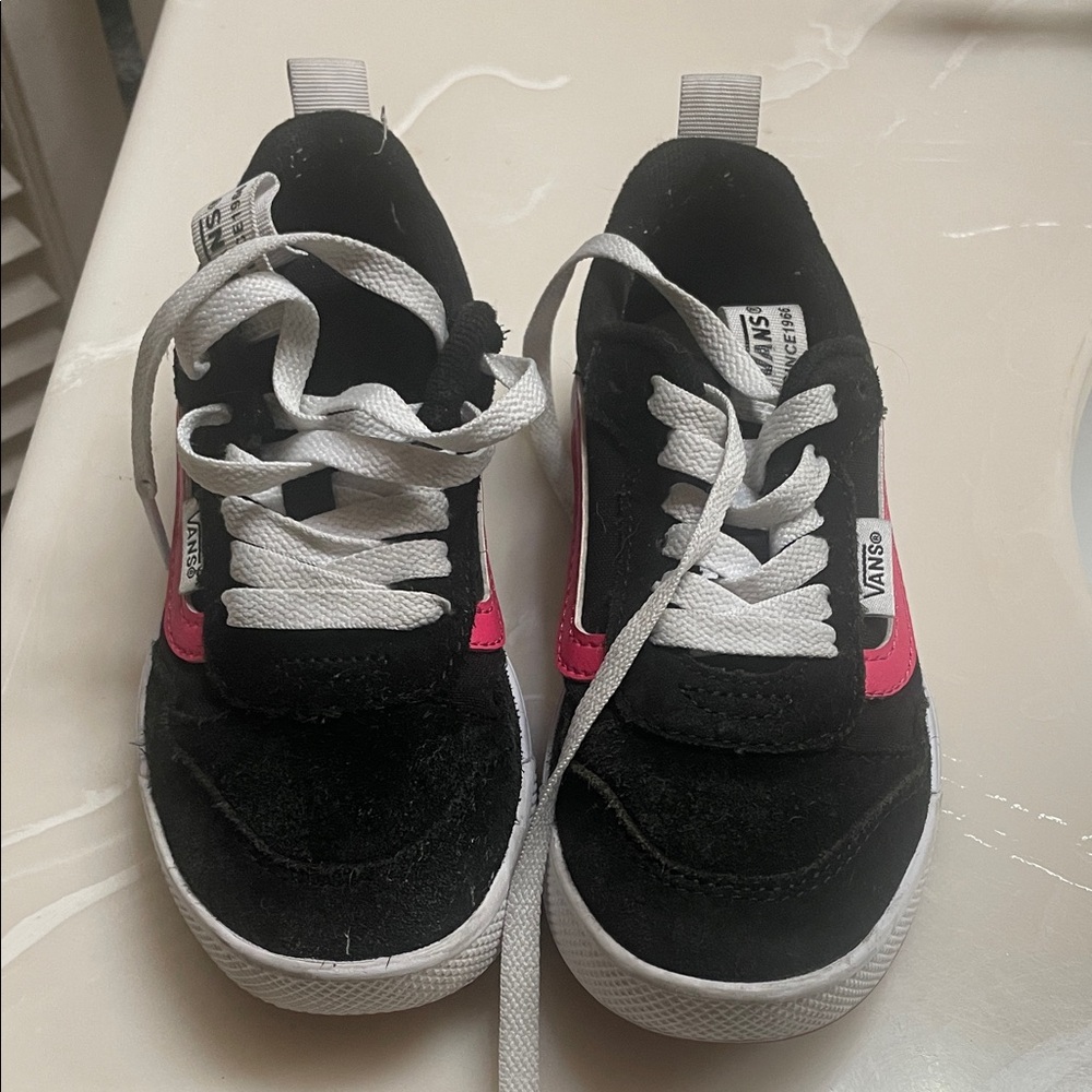 Vans Kids Black and Pink Sneakers